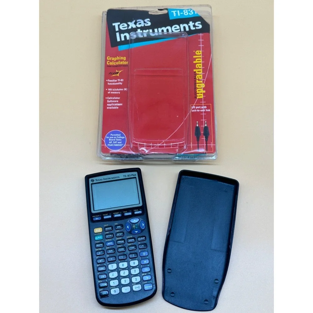 Texas Instruments TI-83 Plus Graphing Calculator W Manuel & Unit to Unit Cord
